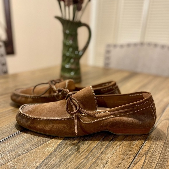 FRYE Suede Brown Slip On Driving Loafer Shoe Men's Size 12 M Preppy Casual Comfy - Picture 3 of 10